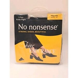 No Nonsense Sheer Endurance Knee High's  Midnight Black Sheer Toe 2 Pairs HT4